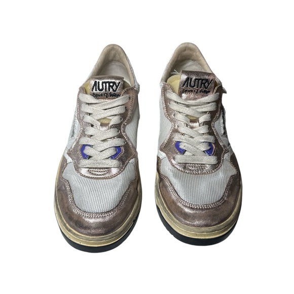 Autry Medalist Super Vintage Sneakers  Metallic EU 40 Distressed Retro Tennis - Picture 3 of 10